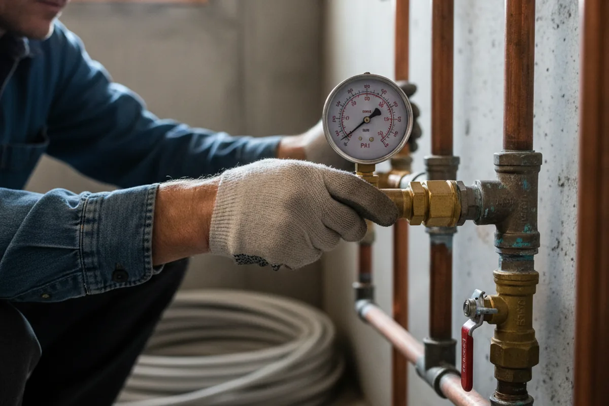 Pressure testing a repaired line during Water Line Repair in Merrimack